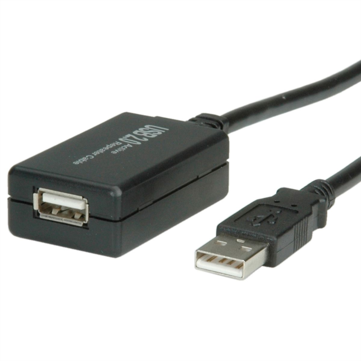 VALUE USB 2.0 Extension Cable, active with Repeater, black, 12 m