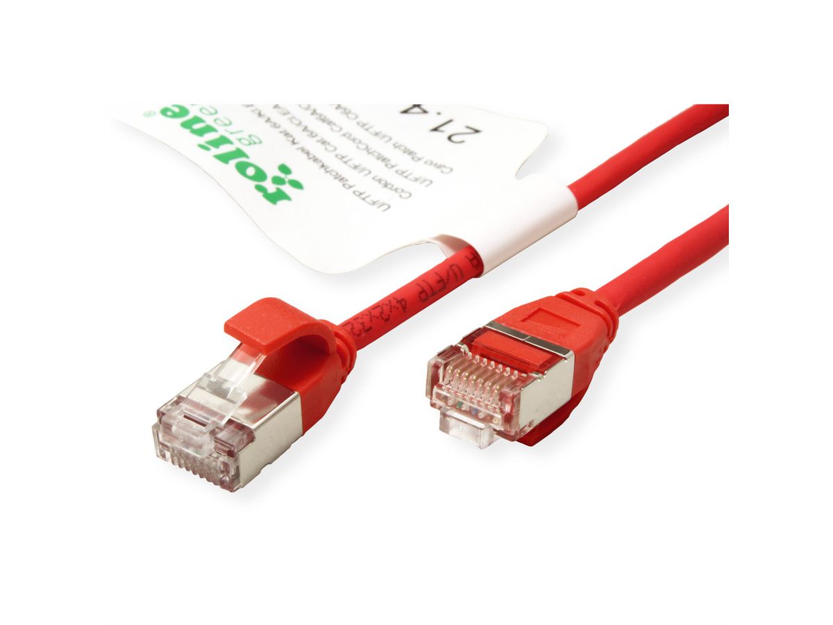ROLINE GREEN U/FTP DataCenter Patch Cord Cat.6A (Class EA), LSOH, slim, red, 0.15 m