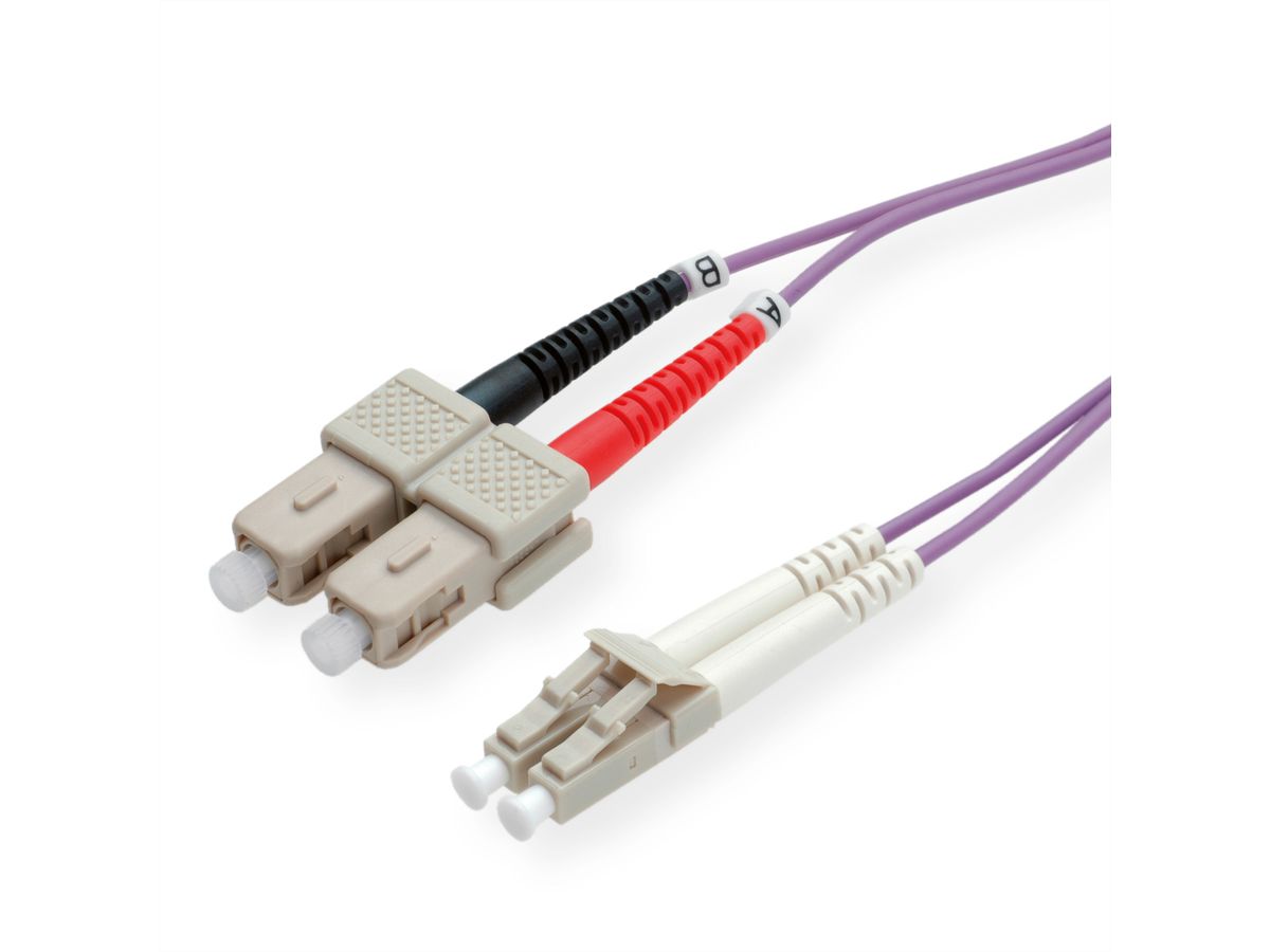 ROLINE Fibre Optic Jumper Cable, 50/125µm, LC/SC, OM4, violet, 1 m