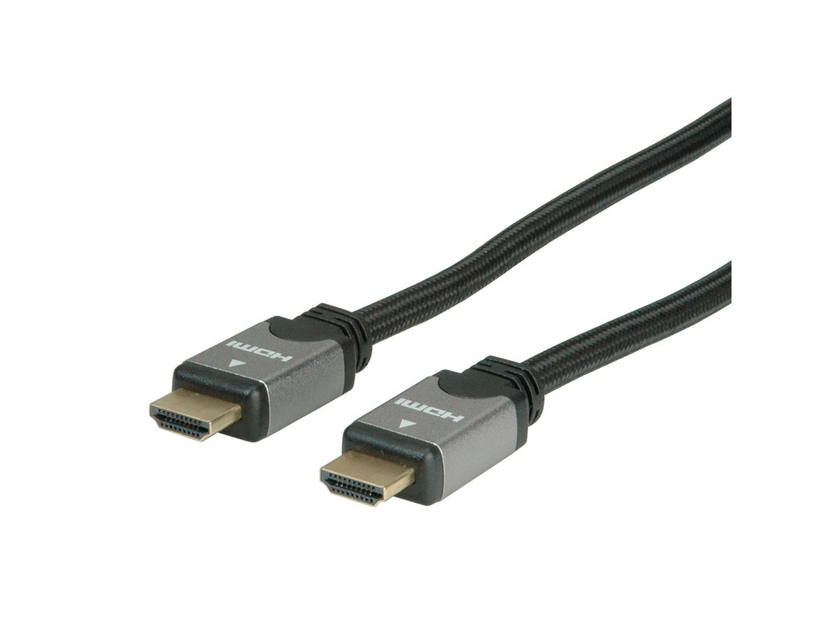 ROLINE HDMI High Speed Cable + Ethernet, M/M, black /silver, 7.5 m