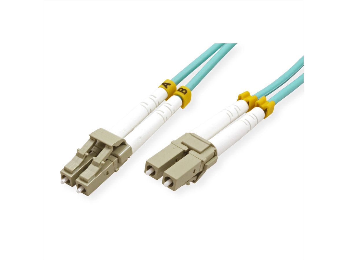 VALUE Fibre Optic Jumper Cable, 50/125µm, LC/LC, OM3, turquoise, 0.5 m