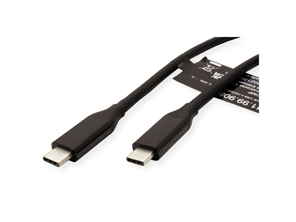 VALUE USB4 Gen 3 Cable, PD (Power Delivery) 20V5A, with Emark, C-C, M/M, 40 Gbit/s, black, 0.8 m