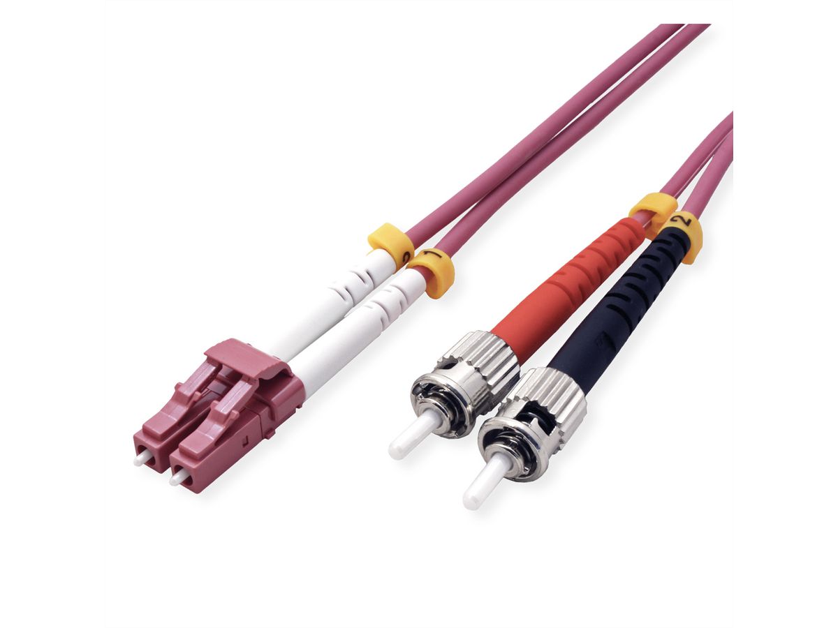 VALUE Fibre Optic Jumper Cable, 50/125µm, LC/ST, OM4, violet, 10 m