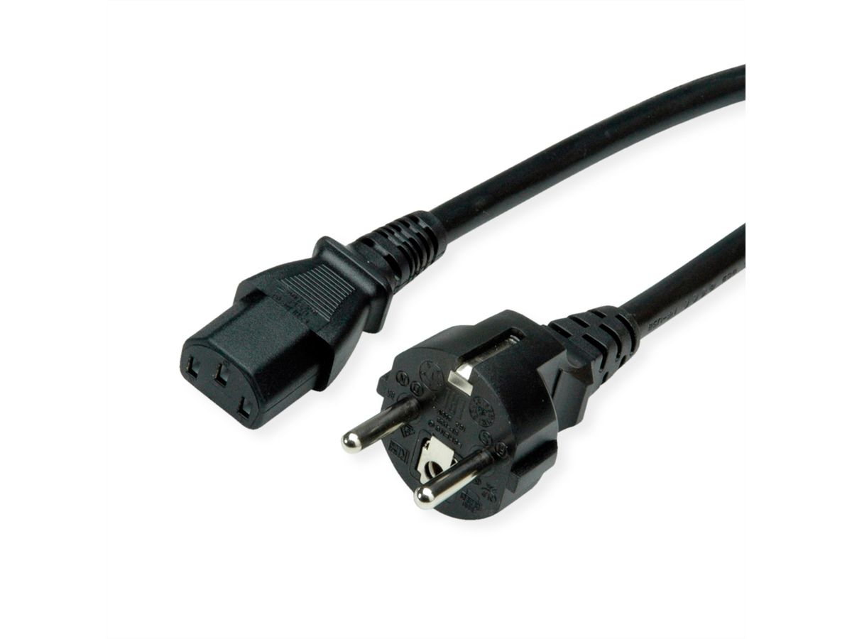 ROLINE Power Cable, straight IEC Connector, black, 3 m