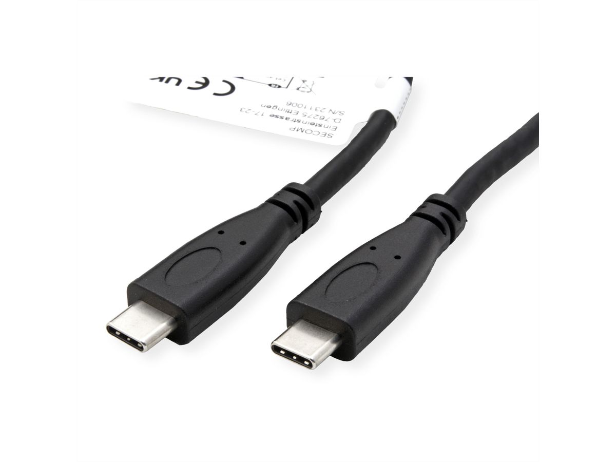 ROLINE USB 3.2 Gen 2 Cable, PD (Power Delivery) 20V5A, with Emark, C-C, M/M, black, 1 m