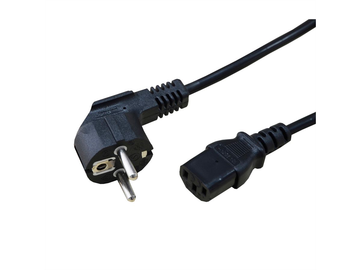 Power Cable, straight IEC Conncector, black, 1.8 m