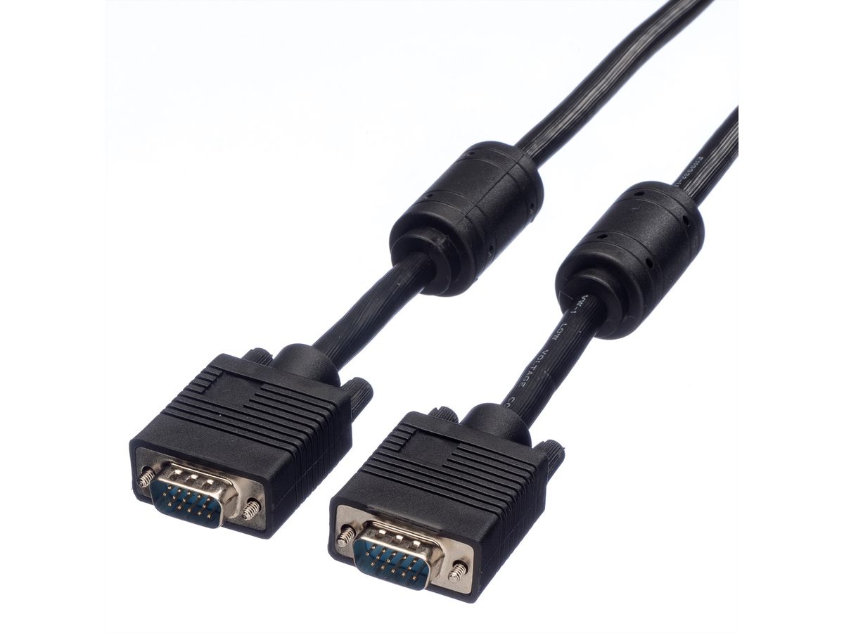 SVGA Cable + Ferrite, HD15 M - HD15 M, black, 15 m