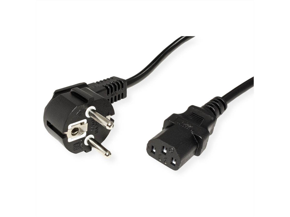 Power Cable, straight IEC Conncector, black, 1.8 m