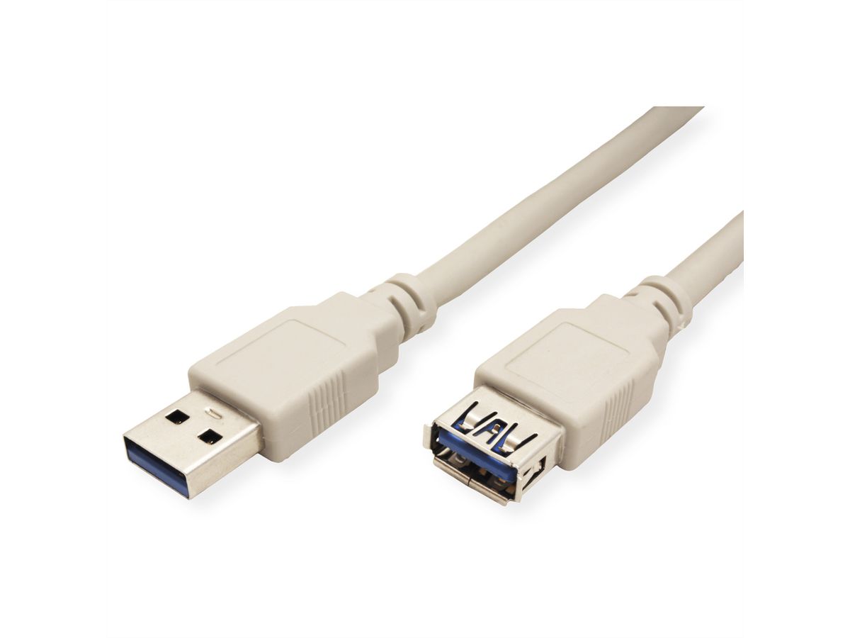 USB 3.2 Gen 1 Cable, Type A, M/F, beige, 0.8 m