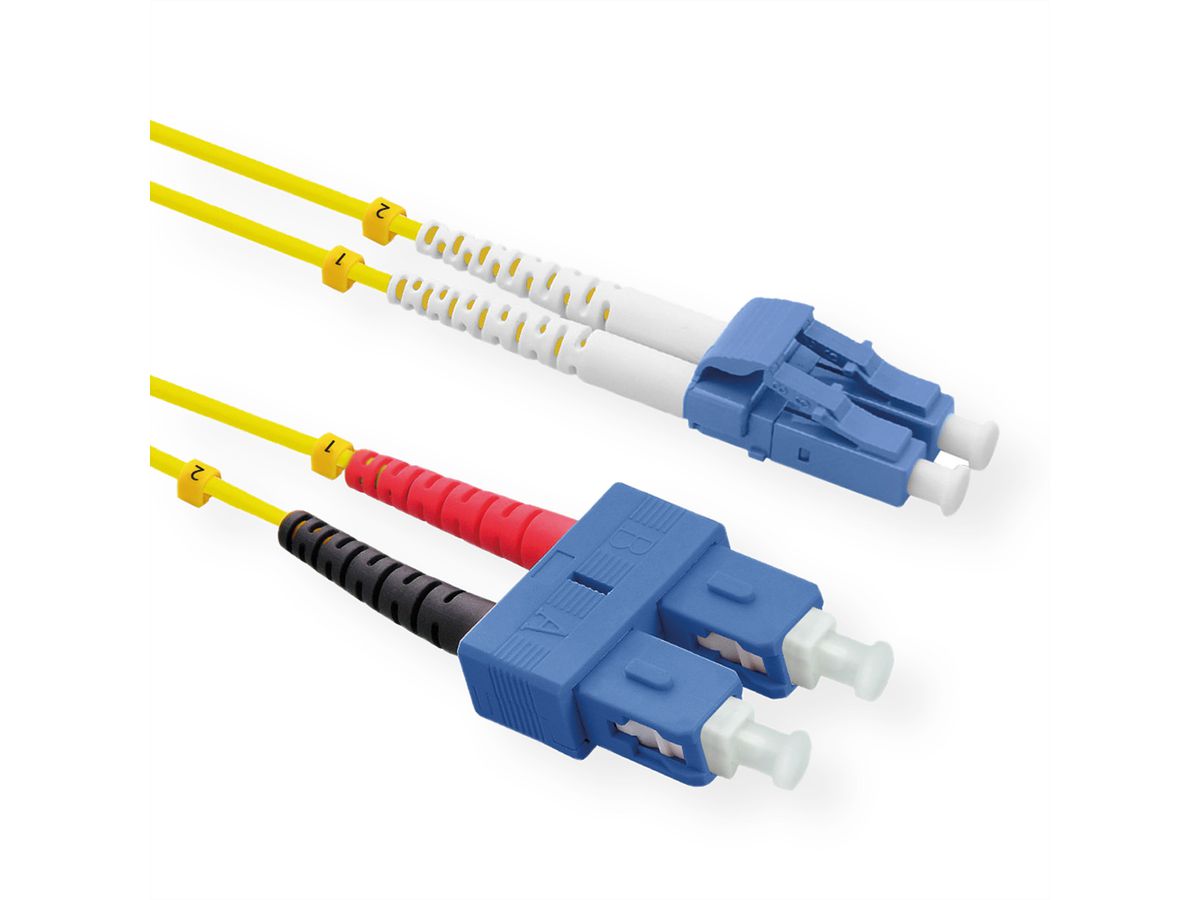 ROLINE Fibre Optic Jumper Cable duplex, 9/125µm, OS2, LC/SC, duplex, yellow, 1 m