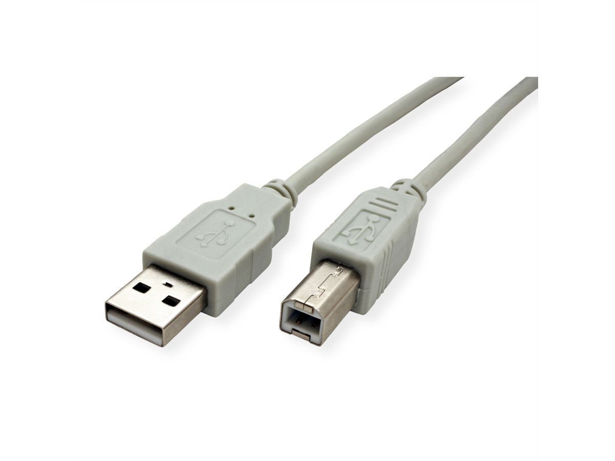 USB 2.0 Cable, Type A-B, beige, 0.8 m