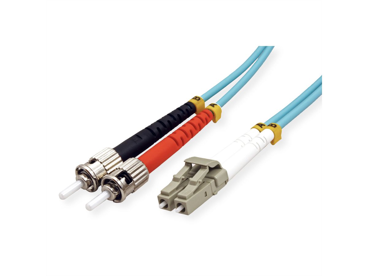 VALUE Fibre Optic Jumper Cable, 50/125µm, LC/ST, OM3, turquoise, 10 m