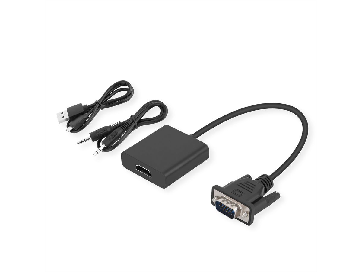 STANDARD Cableadapter, VGA+Audio - HDMI, M/F, 0.23 m