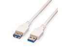 USB 3.2 Gen 1 Cable, Type A, M/F, beige, 0.8 m