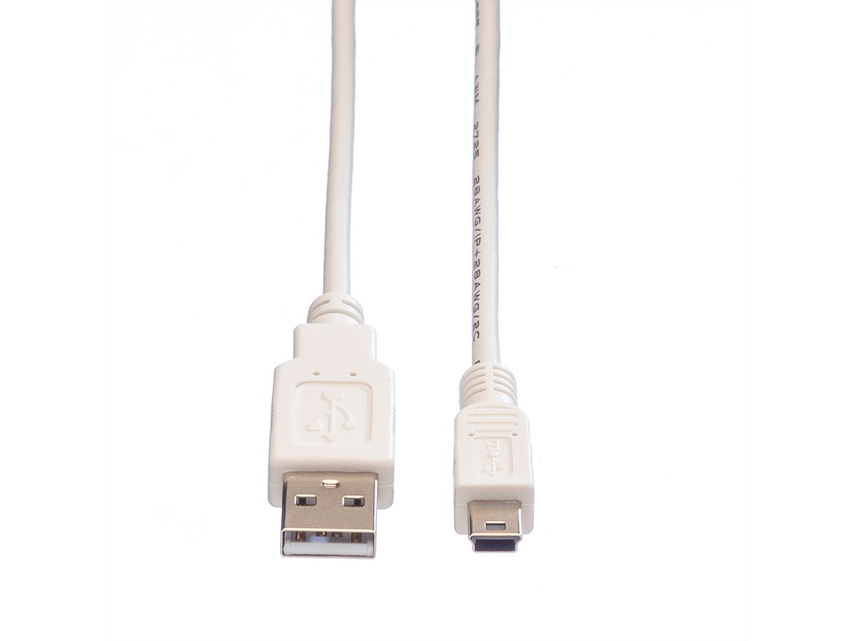 VALUE USB 2.0 Cable, A - 5-Pin Mini, M/M, white, 3 m