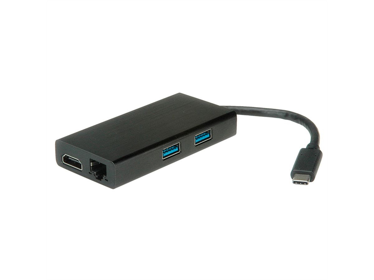 STANDARD USB Type C Docking Station 1x HDMI + 2x USB 3.2 Gen 1 + 1x Fast Ethernet LAN, black