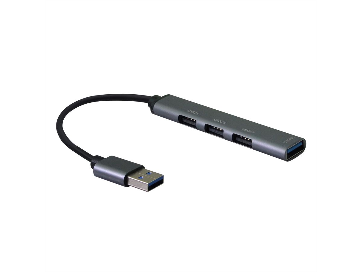 STANDARD USB 2.0 Hub, A connector, 4x A Ports (3x USB2.0 +1x USB 3.2 Gen1)