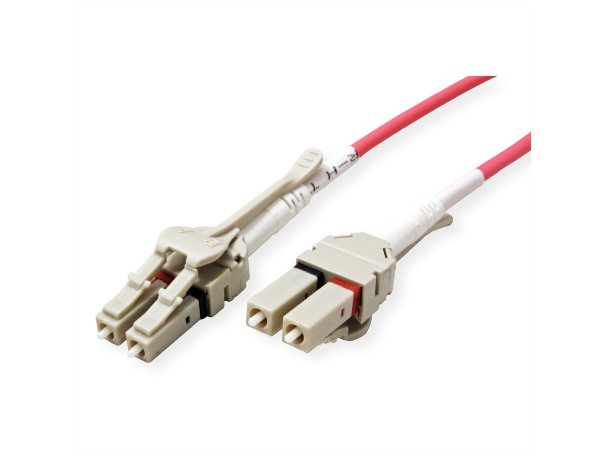 ROLINE FO Jumper Cable 50/125µm OM4, LC/LC, Low-Loss-Connector, for Data Center, violet, 3 m