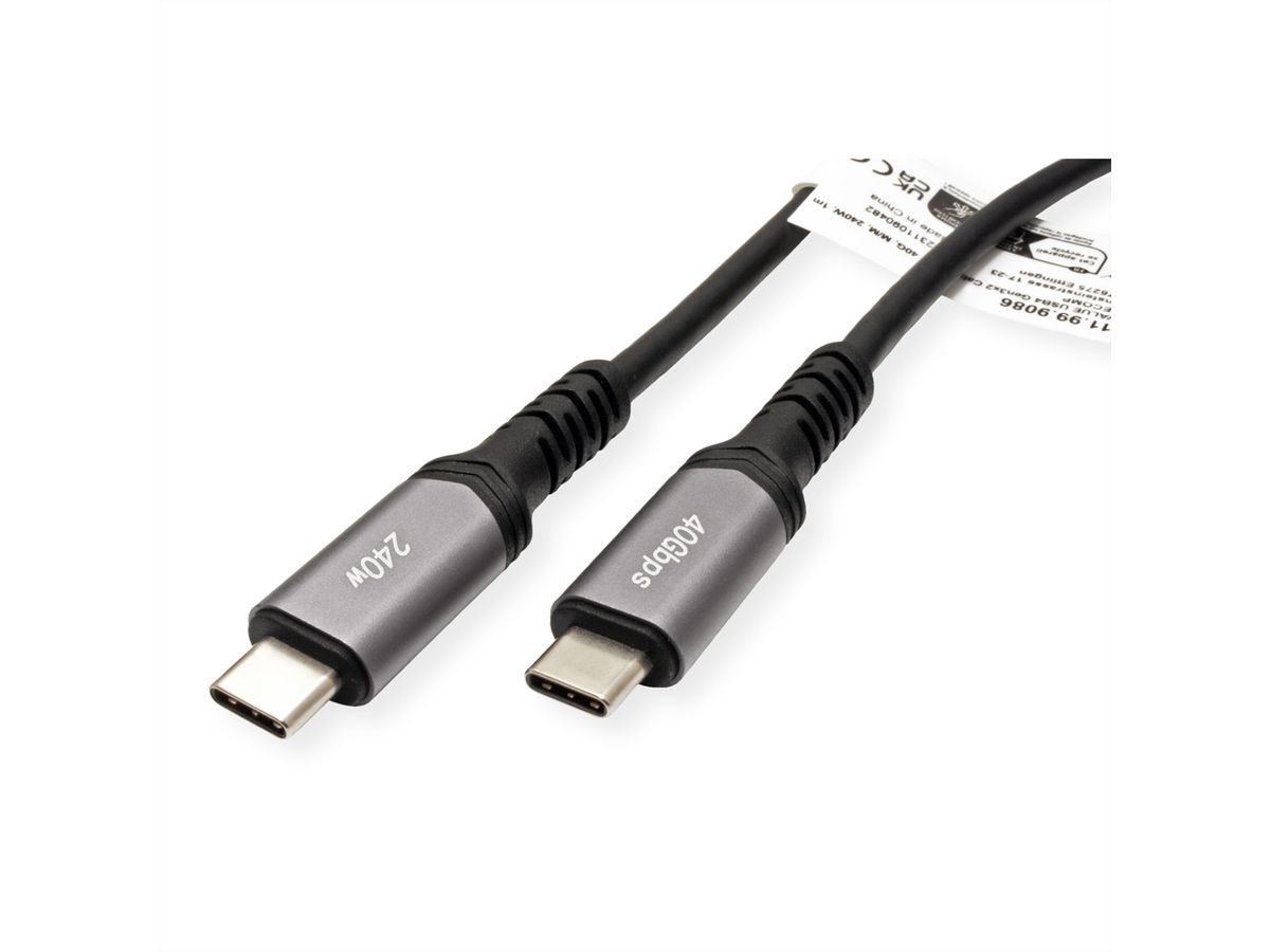 VALUE Cable USB4 Gen3x2, with Emark, C–C, M/M, 240W, black, 0.5 m
