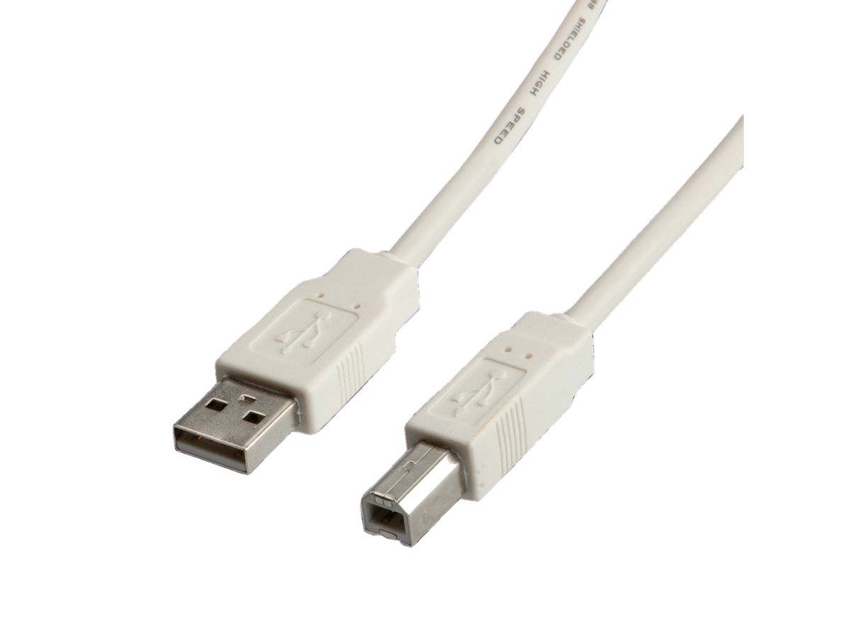 USB 2.0 Cable, Type A-B, beige, 4.5 m