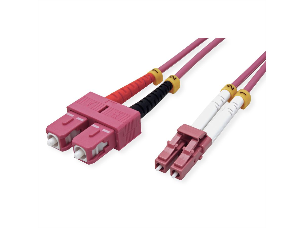 VALUE Fibre Optic Jumper Cable, 50/125µm, LC/SC, OM4, violet, 2 m