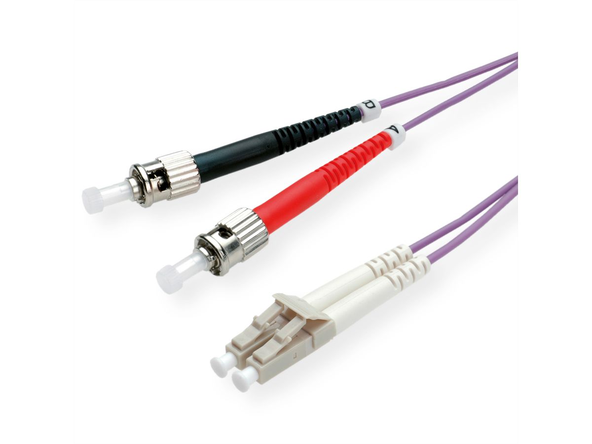 ROLINE Fibre Optic Jumper Cable, 50/125µm, LC/ST, OM4, violet, 3 m