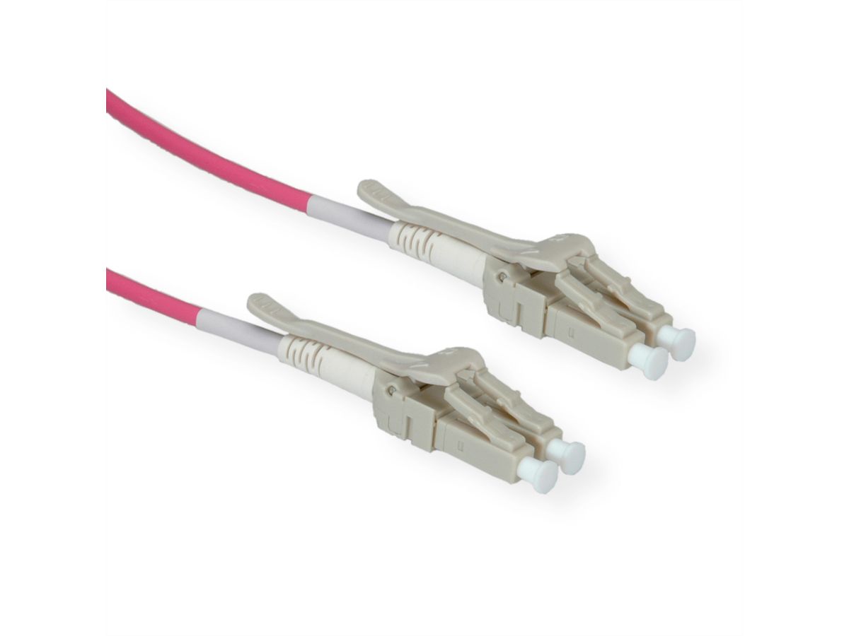 ROLINE FO Jumper Cable 50/125µm OM4, LC/LC, Low-Loss-Connector, for Data Center, violet, 20 m