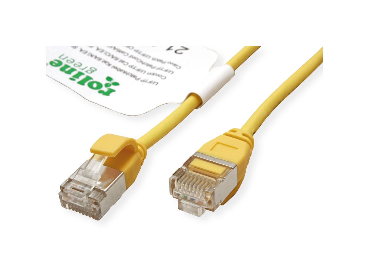 ROLINE GREEN U/FTP DataCenter Patch Cord Cat.6A (Class EA), LSOH, slim, yellow, 0.3 m