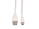 VALUE USB 2.0 Cable, A - 5-Pin Mini, M/M, white, 0.8 m