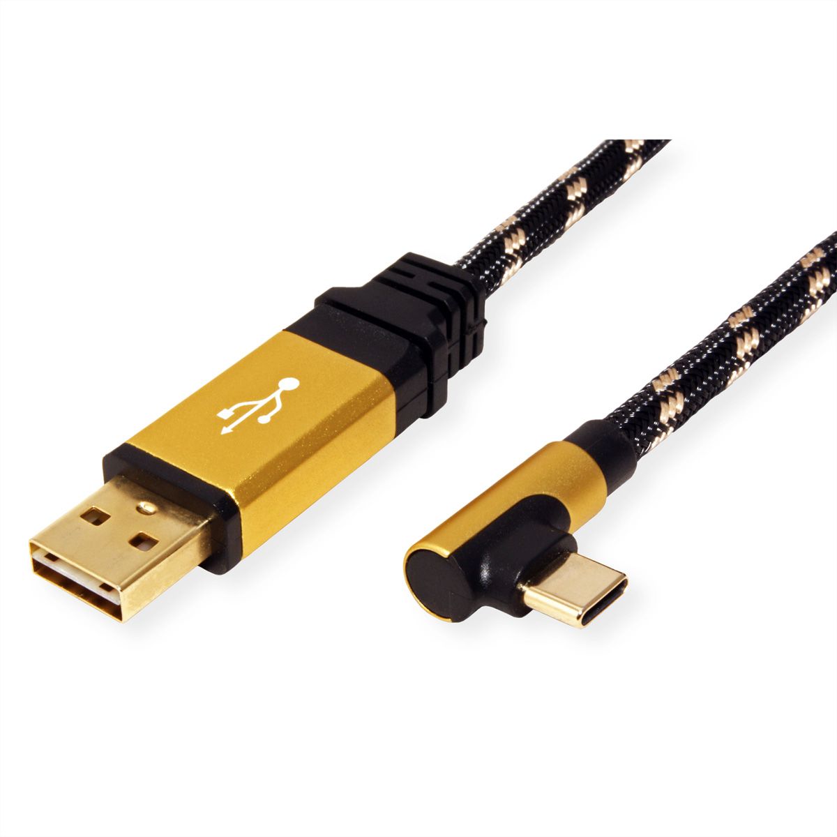 ROLINE GOLD USB 2.0 Cable, reversible A - C 90° angled, M/M, 0.8 m 