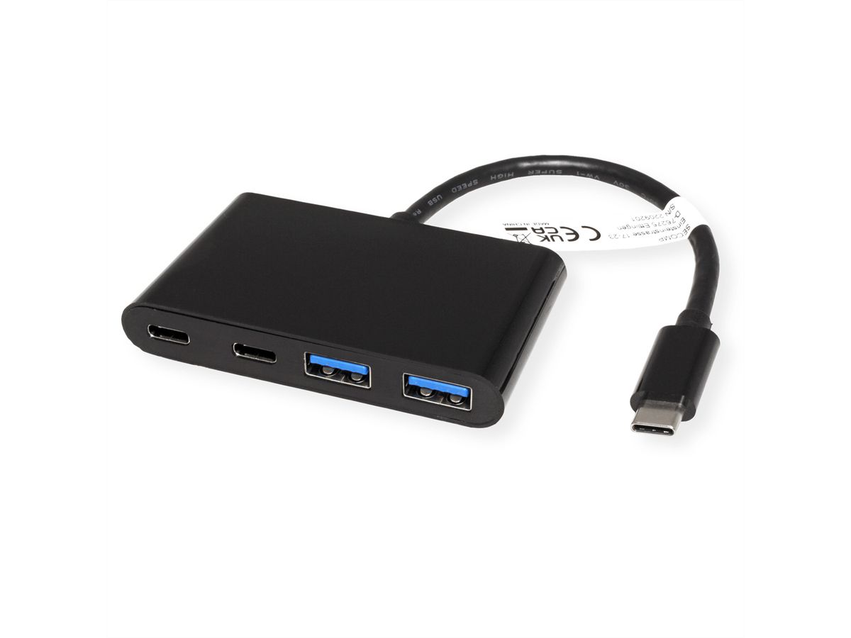 VALUE USB 3.2 Gen 2 Hub, 4 Ports (2x A+ 2x C), Type C connection cable